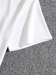 Men's Short-Sleeved T-Shirt With A Round Neck And Simple Design - White - View 7