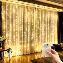 Battery Powered LED Fairy Curtain Lights, String Lights With Remote Control 8 Modes, Suitable For Christmas, Halloween, Bedroom, Wedding, Home, Party, Various Holiday Decoration Lighting - Battery Box Curtain Light - View 13