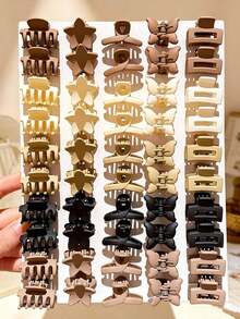 5/25/45pcs Assorted Random Brown & Tortoiseshell Mini Hair Clips, Anti-Collapse Hair Clips, Fashion Versatile Hair Accessories For Girls, Suitable For Daily, Campus And Other Occasions - Multicolor - View 3