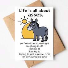 1 قطعة "Life Is All About The Butt" بطاقة عيد ميلاد حمار مضحكة مع ظرف، نكتة فكاهية، تحية للأصدقاء والزملاء، فارغة من الداخل - أطقم - مشاهدة 5