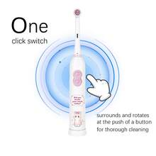 4-Head Electric Toothbrush With 2 AAA Batteries, Smart Cleaning Battery-Powered Electric Toothbrush, Soft Bristles, Cat Pattern - 白色 - 查看 3