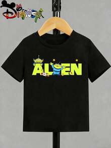 Disney Toy Story Woody's Roundup Kids T-Shirt Front Back Dual Print To Infinity And Beyond Graphic Boys Casual Short Sleeve Top - 黑色 - 查看 3