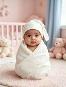 Baby Photography Props, Essential For Baby's Full Month Photos[INS Hot Style]Newborn 4-Color Waffle Wrap + Knot Hat 2 Pieces Set, Simple Versatile Newborn Photography Outfit, Baby Birthday Party, Baby 100 Days Commemorative Photos - Multicolor - View 10