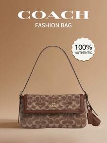 Coach Etta 25 Women's Shoulder Bag Monogram Hobo Flap Bag Crossbody Bag With Adjustable Strap - Brown - View 1