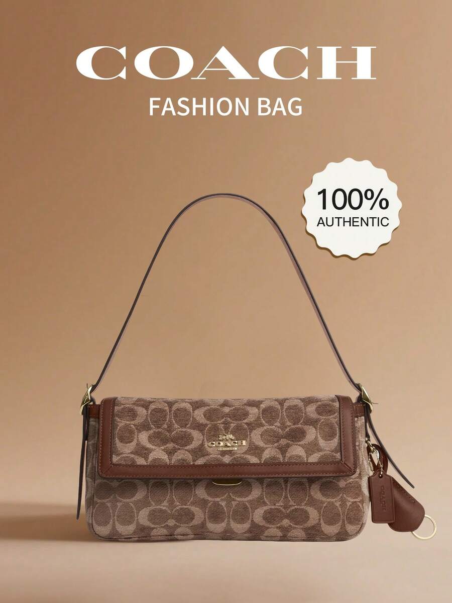 Coach Etta 25 Women's Shoulder Bag Monogram Hobo Flap Bag Crossbody Bag With Adjustable Strap - Brown - View 1