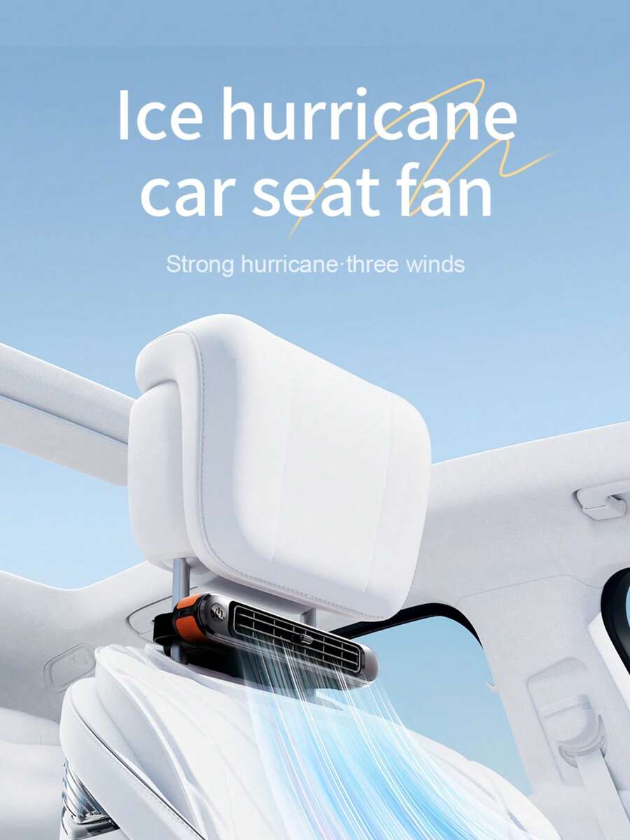 1pc USB Powered Portable Car Seat Cooling Fan, Car Air Conditioning Fan, Built-In Dual Turbo Fan, Independent Switch, Compact Design, Business Style, Quiet Operation, Suitable For Trucks, Sedans And Other Vehicle Models - Other - View 1