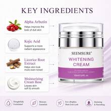 seemsure 亮白保濕面霜 50ml，含 2% α-熊果苷、麴酸與甘草根萃取的日常臉部保濕乳，輕盈補水面霜，幫助平滑肌膚、改善暗沉膚色，打造光澤亮麗妝感 - 白色 - 查看 4