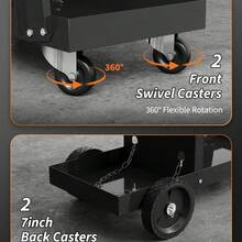 BouPower 3-Tier Welding Cart, 400 Lbs Load Capacity,Rolling Metal Utility Car With 360° Swivel Wheels, Side Brackets And Secure Cylinder Chains For MIG TIG MMA Plasma Cutter Welding Machine - Flat Handle - View 4