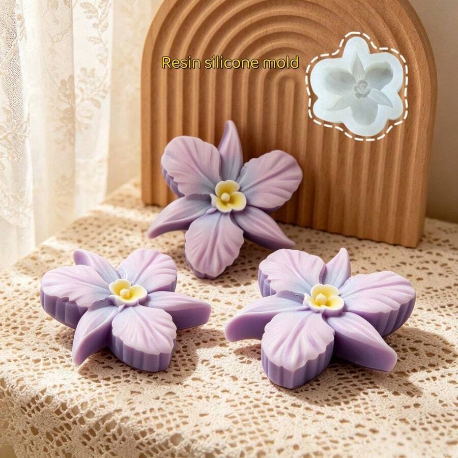 1pc DIY Clay Mold Orchid Flower Ornament Mold For Resin, Plaster, Candle, Aromatherapy Supplies, Home Wedding Decor, Tabletop Silicone Mold - Orchid Mold - View 1