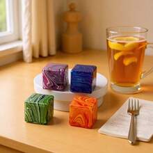 Fluid Pattern Ice Cube Square Squeeze Toy, Soft Touch, Can Be Squeezed And Deformed Freely, Great Choice For Stress Relief And Mood Improvement, Party Gift|Birthday Gift|Holiday Gift - 彩色 - 查看 3