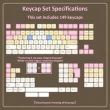 Meow-Ning Ragdoll Cat MAO Profile 149 Keys Glossy PC Material Candy Color Mechanical Keyboard Keycaps, Suitable For MAO Layout Mechanical Keyboards, Cute Gift Choice - View 9