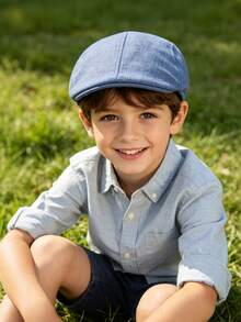 Teen Kids Solid Linen Flat Cap, 9-16Y Boys Autumn-Winter Retro College Style Cap, Casual Outdoor Driving Beret Hat For Boys Girls Daily Wear - Multicolor - View 6
