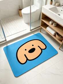 1pc Blue Background Big Head Puppy Bath Mat, Bathroom Rug, Door Mat, Small Rug, Carpet, Floor Mat, Home Decor, Area Rug, Outdoor Mat, Home Decor, Area Carpet, Bedroom Rug, Washable Carpet - Multicolor - View 4