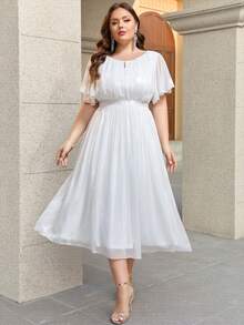 Women Plus Size Elegant Fashion Cocktail Party Dress For Wedding Guest Formal Homecoming Back To School Prom Spring Summer Autumn - White - View 6