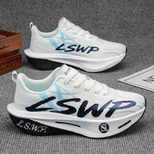 Men's Running Shoes, Men's Casual Sports Shoes, Lightweight Cushioning Carbon Plate Sole, Lace-Up Low-Top Design, Comfortable For All Seasons, Suitable For Outdoor Sports, Casual Fitness, Outdoor Activities, All-Season Shoe Style, Modern Casual Shoes, Fashionable And Versatile, Suitable For All Seasons - White - View 6