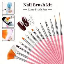 35Pcs All-In-One Nail Art Brush Set, Dotting Pens & Multi-Shape Painting Brushes For Lining, Flat & Fine Tip Brushes Plus Crystal Filled Dotting Tools For Floral Drawing And Nail Ornament Application - Multicolor - View 3