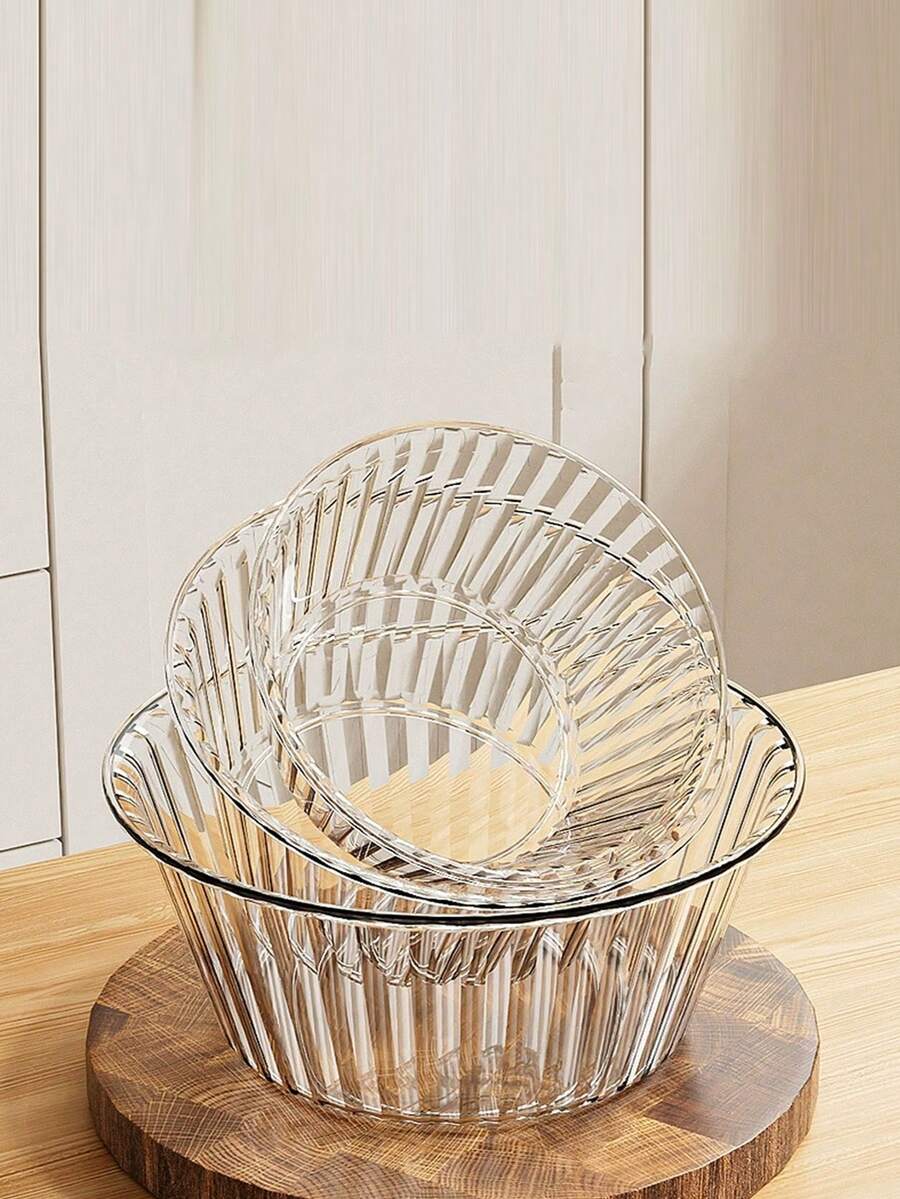 Salad Bowl Light Meal Dessert Fruit Bowl Plastic Household Bowl Set Premium Thickened Transparent Fruit Vegetable Jelly Bowl - Multicolor - View 1