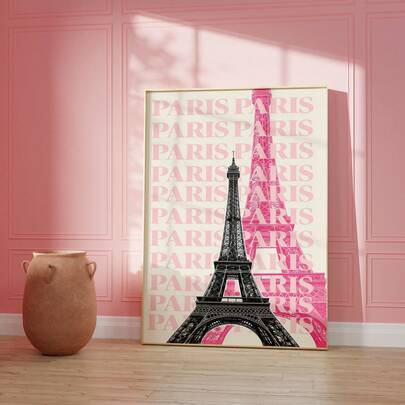 1 Peça Pôster de Arte de Parede Sem Moldura Rosa Torre Eiffel de Paris Y2K Chique Impressão para Quarto, Sala de Estar, Dormitório, Festa, Presente, Decoração de Quarto, Impressões para Parede