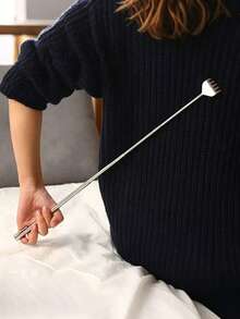 1/2件組可伸縮背部刮痧脊椎刮痧按摩止癢工具，直郵，便攜可調節，家用便攜式伸縮不鏽鋼抓背器與按摩工具組 - 銀色 - 查看 3