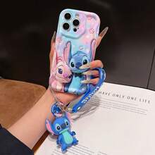 Disney Has Authorized, Phone Case - Chain Set, The Stitch Lilo & Stitch 3D Phone Case Plus A Silicone 3D Stitch Bracelet With Metallic Ring Removable Bracelet, Stitch And Angel Pattern, Compatible With Iphone17/16/15/14/13/12/11/XS/XR/X Plus Pro Max, A Stylish Cartoon Phone Case, The Perfect Gift Choice, Phone Protection, Durable Phone Cover, Great Gift For Friends And Family. - 白色 - 查看 2