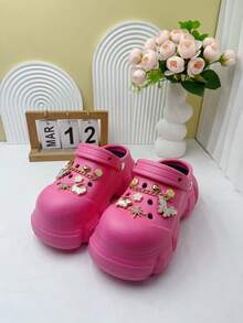 Women's EVA Anti-Slip Soft Thick Sole Sandals With Cartoon Accessories, Suitable For Vacation, Casual Gatherings And All Indoor And Outdoor Occasions, Providing A Fashionable And Comfortable Wearing Experience - Hot Pink - View 10