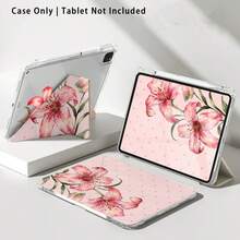 Pink Lily And Polka Dot Pattern Painted Effect Tablet Protective Case With Stand, Compatible With Honor 8/9/10/X8/X8A/X9/X8Pro/X9Pro, MatePad SE 11 Inch/MatePad 11 Inch/11.5 Inch, MatePad Pro, Apple 10th/11th Gen 2025 (A16), Galaxy Tab A7/A9 And Other Popular Models - Style 6 - View 8