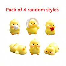 6pcs Creative Cute Cartoon Little Yellow Duck Car Dashboard/Desktop Ornament/Car Center Console Display Screen Little Yellow Duck Decorative Ornament - Little Yellow Duck - View 7