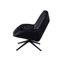 Modern Swivel Single Leisure Chair, Leather Padded High Back Sofa Chair, Black Metal Legs, Suitable For Reception/Reading/Movie Watching - Black - View 2