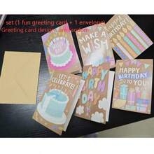 1 Set (Fun Birthday Card + Envelope), Unique Text Design, Sincere Thank You Card, Suitable For Birthday, Mother's Day, Teacher's Day, Graduation, Christmas, Thanksgiving, Party And Celebration, Blank Inside, 3D Display, High-Quality Paper. Random Style - Multicolor - View 9