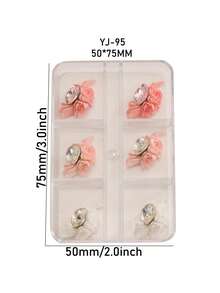 1 Caja 24 Piezas Pétalos de Flores de Resina Multicolor Decoraciones de Arte de Uñas con Strass 3D Incrustados Juego de Decoración de Arte de Uñas DIY de Resina - Multicolor - Ver 10