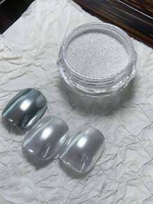 Silver Nail Powder Mirror Effect Pearlescent Powder Pearl Nail Polish Glaze Donut Powder, For Nail Art Decoration (0.5g/Bottle) - 彩色 - 查看 5