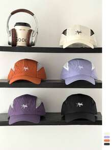 Women's Soft Top Letter Embroidered Black Baseball Cap, New Quick-Dry All-Season Versatile Hat, Fine Checkered Baseball Cap, Colorblock Quick-Dry Sports Hiking Cap, Skater Hippie Chicks Style - Abee Mesh Quick-drying - View 5