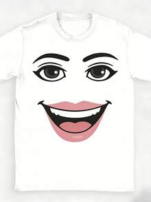 Round Neck Short Sleeve Clothing Summer Novelty Harajuku Streetwear Robot Robloxs Woman Face Game Tshirt Aesthetic Clothes - 白色5 - 查看 1