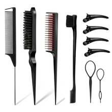 3-10 Pieces, Hair Braiding Tools, High Ponytail Comb, Side Comb, Hair Braiding Tool, Three-Tooth Comb, Hair Styling Tools. - 黑色 - 查看 1