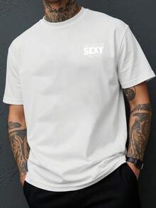Chemise de sport décontractée pour hommes à manches courtes, imprimé "Just Another Bald Guy", design d'homme chauve, col rond, stylé, coupe ample, nouveau modèle, imprimé double face sur le devant. - Blanc - Voir 8