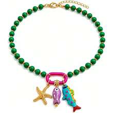 New European And American Cross-Border Summer Ocean Style Shell Beach Colorful Beaded Starfish Chain Heart Fish Pendant Copper Accessory - Red Beaded Necklace - View 6
