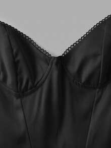 Elegant Romantic Spaghetti Strap Mini Dress For Date And Daily Wear - Black - View 9