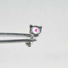 Pink Pupil Cat Stainless Steel Tongue Piercing, Niche Cute Cat Eye Hot Girl Tongue Stud, External Thread, Suitable For Drinking - White - View 14
