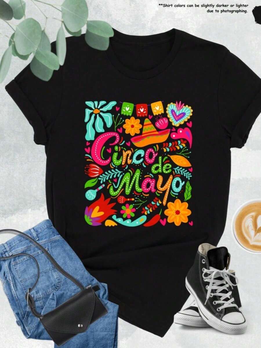 Floral Cinco De Mayo Shirt, Woman Mexican Shirt, Happy Cinco De Mayo Gift, Fiesta Party Shirt, Mexican Festival Tee, Mexican Party Ts - 後8 - 查看 1
