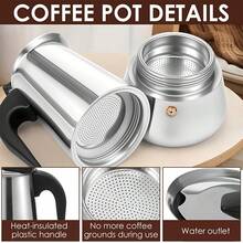 12-Cup Stainless Steel Electric Stovetop Espresso Machine (304L Stainless Steel); 2/4/6/9/12-Cup Instant Coffee Machine; Classic Italian Mocha Machine – Brew Rich, Aromatic Coffee And Cuban-Style Coffee At Home. - Silver - View 6