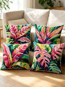 4pcs/1pc New Bohemian Style Themed Printed Throw Pillow Covers - Rich Colorful Floral Pattern Design, Summer Decorative Cushion Covers, For Room Decor, Living Room Decor, Sofa And Bedroom | With Zipper Closure | Removable And Washable | Skin-Friendly Soft And Comfortable Fabric - Durable, Fade-Resistant, Suitable For Decoration And Summer Home Decor. No Filling - Multicolor - View 6