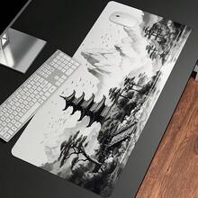 Large Gaming Mousepad, Desktop Use, Chinese Landscape Ink Painting Style Desk Mat, With Seamed Edges, Stunning Scenery Desk Mat, Non-Slip Rubber Base, Keyboard Mat/Computer Mat, Large XL Black And White Style Mousepad - Mouse Pad - View 10