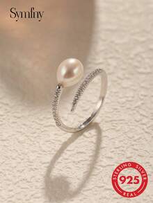 SYMFNY 1 925 Silver Natural Pearl Soft Chain Ring - Silver - View 3