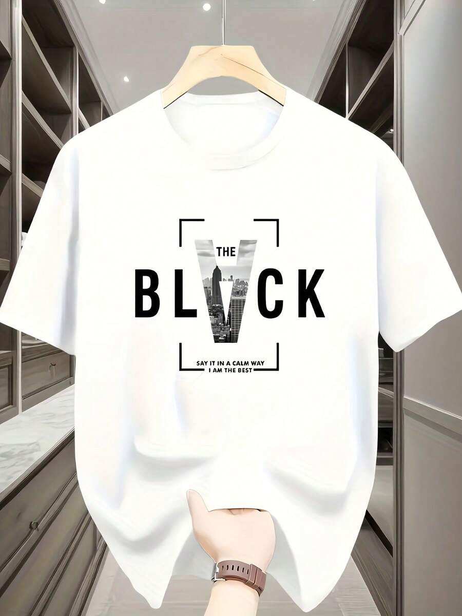 Short Sleeves And A Loose Fit, Reverse Letter Print With A Quirky Paris Pattern, Machine-Washable Crew Neck Design, Holiday Party Wear, Breathable Fabric, Stylish - [白色的] - 查看 1