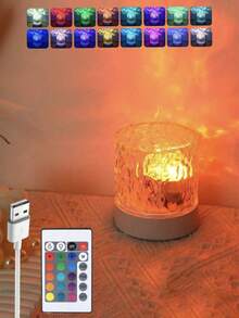 1 Peça Lâmpada de Onda Rotativa de 16 Cores, Lâmpada de Cabeceira para Quarto, Decoração de Parede para Sala de Estar, Iluminação de Humor para Restaurante/Bar, Luz Noturna RGB com Controle Remoto para Quarto, Design de Padrão de Onda Rotativa, Adequado para Quarto de Crianças, Quarto, Corredor, Presente de Aniversário para Amigos/Família/Meninas, Iluminação Dinâmica, Projeção Rotativa, Iluminação de Ambiente, Decoração de Quarto, Lâmpada - Lâmpada de projeção cilíndrica - Visão 3