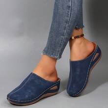 Hollow Out Wedge Sandals, Comfortable To Wear, Suitable For Long-Term Wear Such As Work And Shopping - Blue - View 8