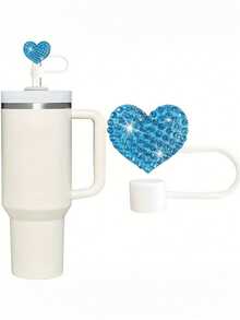Premium Silicone Straw Cover With Sparkling Rhinestone Heart Decoration, Reusable Beverage Cup Lid, Compatible With 30oz And 40oz Tumblers, Glam Decor Accessory For Women, Suitable For Multiple Holidays And Birthday Gifts - Multicolor - View 8
