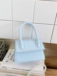 1 pieza Bolso de mano de moda para niñas de unicolor con cierre magnético de PU, cadena de perlas, bolso bandolera mini, adecuado para todas las estaciones y uso diario - A - Ver 12