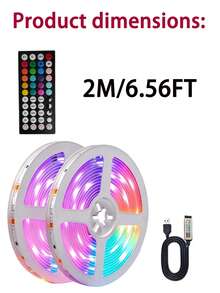LED Light Strip, RGB Music Sync Color Changing Bluetooth LED Light Strip, With Smart APP Control Remote And Remote Control, Suitable For Room, Parts, Essentials, Atmosphere Decoration (100ft - 2 Rolls 50ft), Bedroom, TV, Room DIY (APP + Remote Control), Decorative Lighting Fixtures, Ambient Light Strip - White Plate - View 15