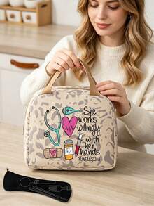 Medical Theme Insulated Lunch Bag, Women's And Men's Lunch Bag, Leak-Proof Insulated Soft Large Lunch Cooler Bag - Reusable Lunch Box, Picnic Food Tote Bag, Canvas Lightweight Portable Lunch Storage Bag, Leak-Proof, Machine Washable, Perfect Gift Choice For Work, Camping, Picnic, School, Travel Or Outdoor Activities, Souvenir Gift, Mother's Day Gift, Suitable For Doctors, Nurses And Healthcare Environments - Multicolor - View 12
